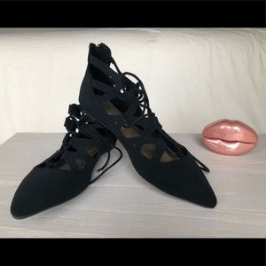 Christian Siriano Black Tie Up Flats